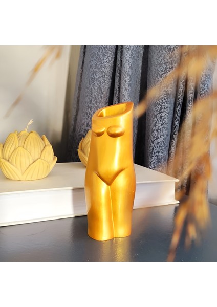 Kadın Vücudu Vazo Altın Beyaz Renk Kadın Vücudu Saksı Dekoratif Kadın Biblo Kadın Vazo 13 x 6,5 fiyatları