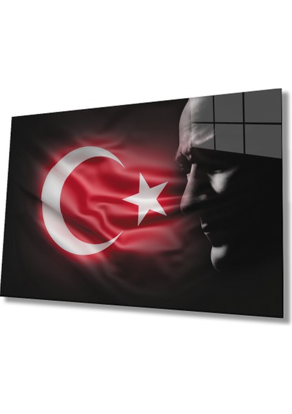 Türk Bayrağı ve Atatürk Cam Tablo