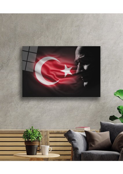 Türk Bayrağı ve Atatürk Cam Tablo