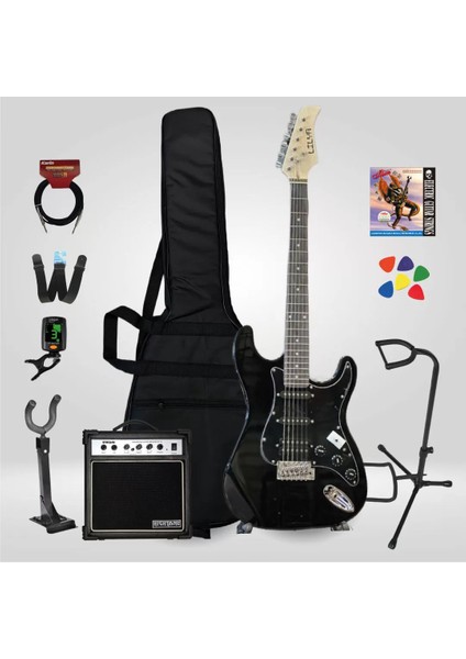 Lilya Hss Elektro Gitar Seti Siyah - Set2