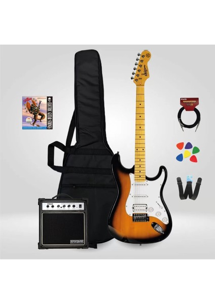 NHS9720 Stratocaster Hss Sunburst Elektro Gitar Seti -Set3