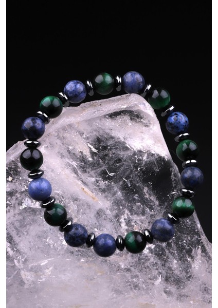 Kaplan Gözü - Dumortierite Doğal Taş Tasarım Bileklik