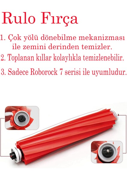 Roborock S7 S70 S75 S7MAX T7S S7MAXV T7S Plus Uyumlu Turbo Fırça (1 Adet)