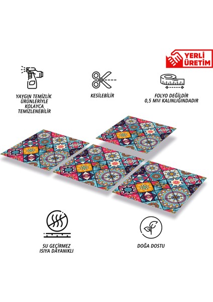 Kendinden Yapışkanlı Pembe Karo Desenli Pvc Karo 30X30 cm (56 Adet) 5m2