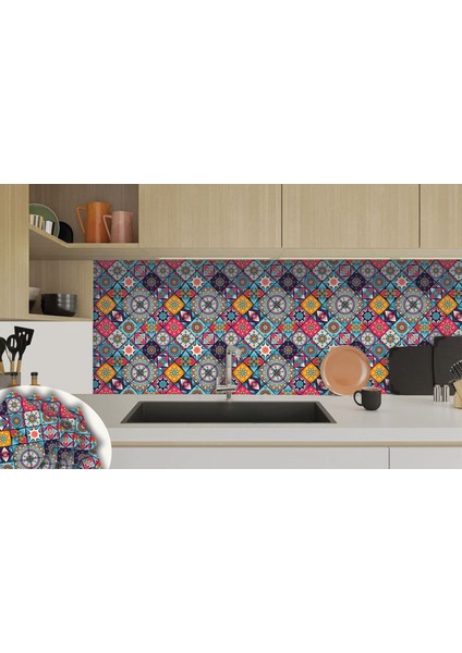 Kendinden Yapışkanlı Pembe Karo Desenli Pvc Karo 30X30 cm (56 Adet) 5m2