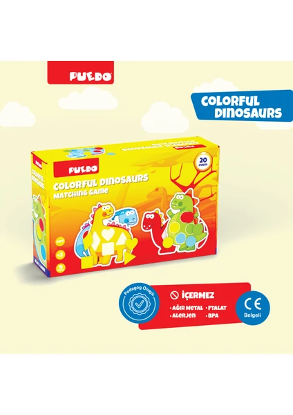 Colorful Dinosaurs / Renkleri ve Şekilleri Öğreten Oyun/ Eğlenceli Oyuncak /  29 Parça +3 Yaş