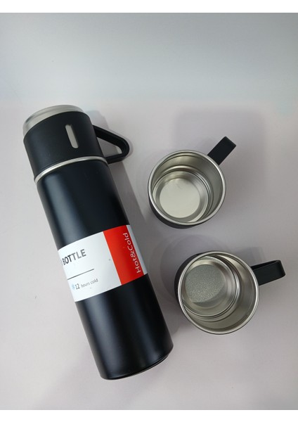 Vacuum Flask Set Üç Bardaklı Kutulu Paslanmaz Çelik Termos Seti 500 ml