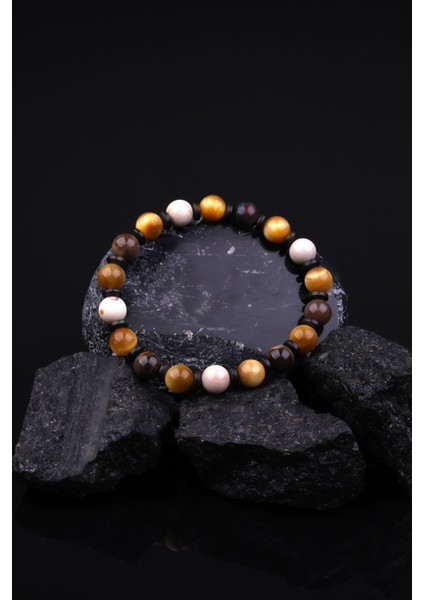 Kaplan Gözü - Ağaç Fosil - Hematit Doğal Taş Tasarım Bileklik fiyatları