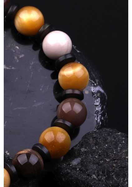 Kaplan Gözü - Ağaç Fosil - Hematit Doğal Taş Tasarım Bileklik modelleri