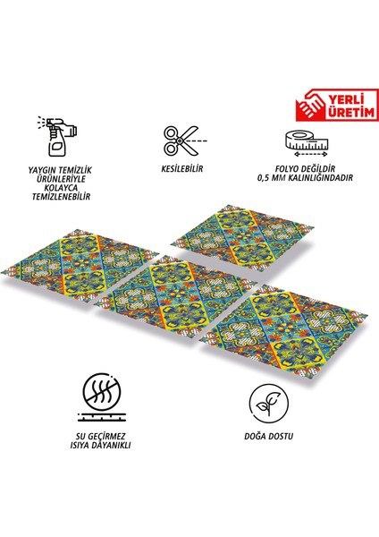 Kendinden Yapışkanlı Talavera Desenli Pvc Karo 30X30 cm (56 Adet) 5m2