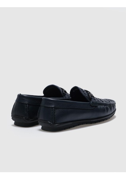 Hakiki Deri Lacivert Kürklü Erkek Loafer modelleri