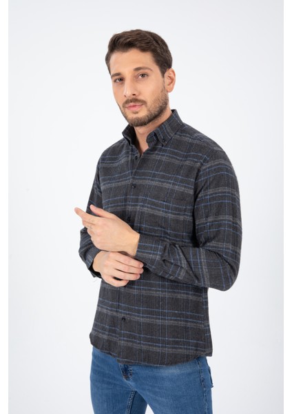 Erkek Füme Kışlık Cepli Klasik Kesim Uzun Kollu Gömlek fiyatları