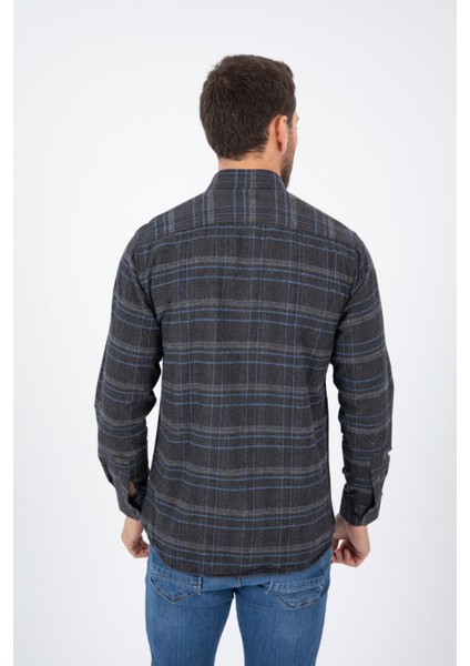 Erkek Füme Kışlık Cepli Klasik Kesim Uzun Kollu Gömlek modelleri