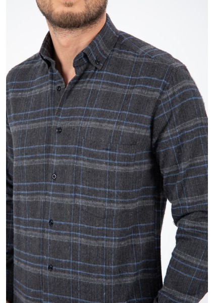 Erkek Füme Kışlık Cepli Klasik Kesim Uzun Kollu Gömlek fırsatları
