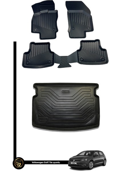 Volkswagen Golf 7 3D Oto Paspas ve Bagaj Havuzu Araca Özel Set