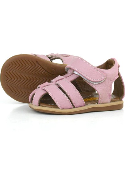 Hakiki Deri Pembe Yumuşak Bebek Sandalet Ayakkabı
