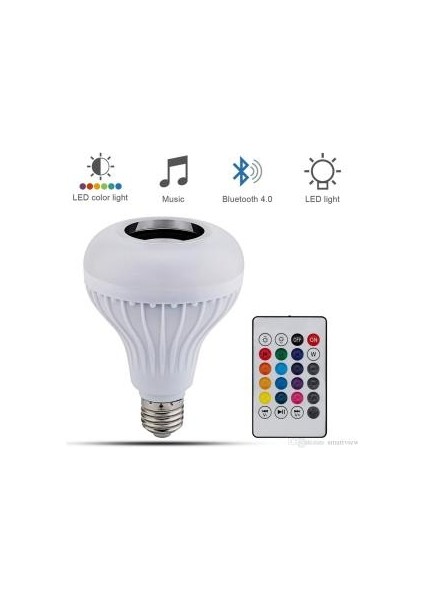 Akıllı Rgb Bluetooth Hoparlör LED Ampul (Müzik Çalma Dim Uzaktan Kumandalı)