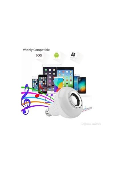 Akıllı Rgb Bluetooth Hoparlör LED Ampul (Müzik Çalma Dim Uzaktan Kumandalı)