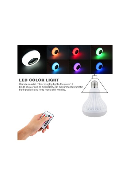 Akıllı Rgb Bluetooth Hoparlör LED Ampul (Müzik Çalma Dim Uzaktan Kumandalı)