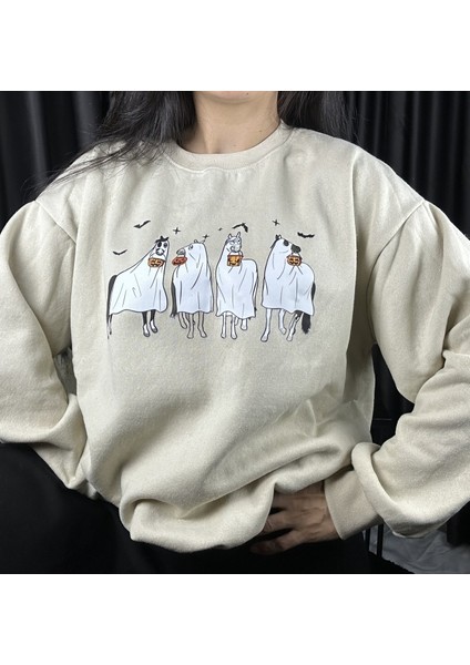 Sweatshirt Kadın Oversiz Bej Renk