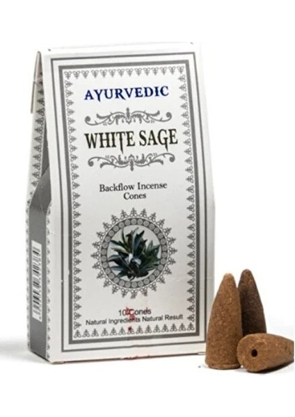 Ayurvedıc Konik Geri Akış Tütsü Adaçayı White Sage Aromalı 10 Adet