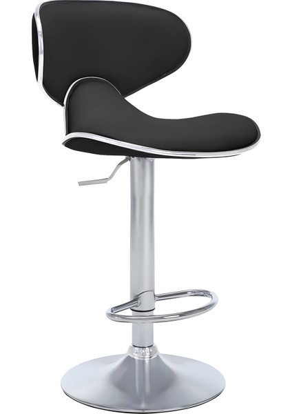 Zen Bar Taburesi - Siyah Modern Deri Metal Ataklı Yüksek Tezgah Sandalyesi - 9549S0481