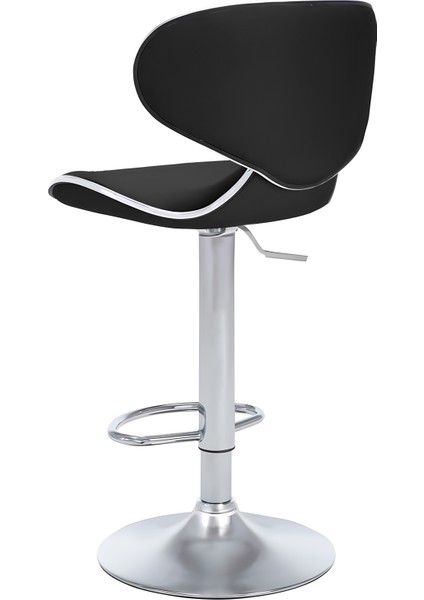 Zen Bar Taburesi - Siyah Modern Deri Metal Ataklı Yüksek Tezgah Sandalyesi - 9549S0481