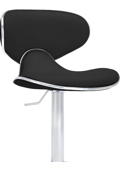Zen Bar Taburesi - Siyah Modern Deri Metal Ataklı Yüksek Tezgah Sandalyesi - 9549S0481