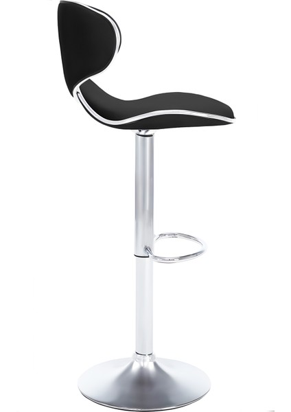 Zen Bar Taburesi - Siyah Modern Deri Metal Ataklı Yüksek Tezgah Sandalyesi - 9549S0481