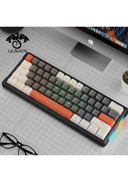 K610 Mini Kablolu Mekanik Rgb Işıklı Klavye 61 Tuşlu Kırmızı Switch Kompak ve Şık Tasarım Ingilizce Q Klavye 10CM x 29CM