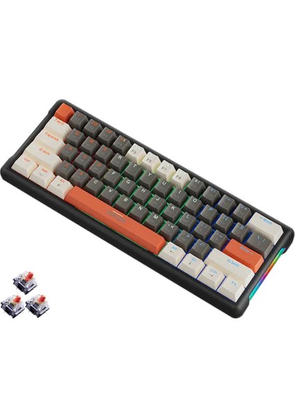 K610 Mini Kablolu Mekanik Rgb Işıklı Klavye 61 Tuşlu Kırmızı Switch Kompak ve Şık Tasarım Ingilizce Q Klavye 10CM x 29CM