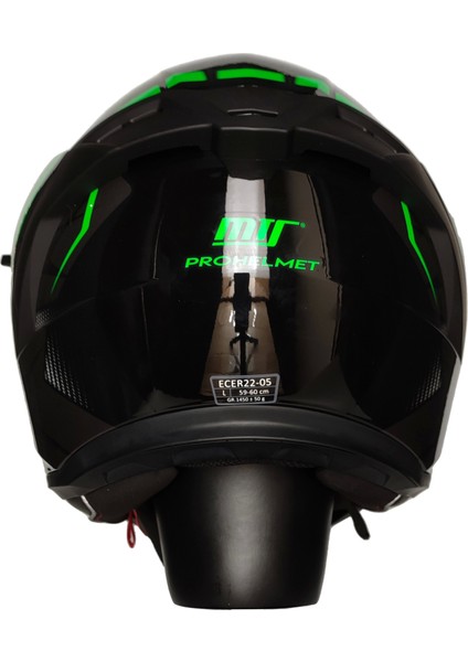 M-801-SNAKE Lead Green Güneş Vizörlü Kask (Siyah Camlı)