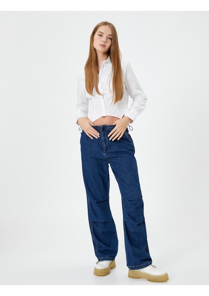 Crop Gömlek Fırfır Detaylı Uzun Kollu Pamuklu Asimetrik Kesimli fiyatları