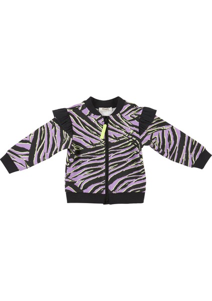 Kız Bebek Zebra Desenli Fermuarlı Sweatshirt