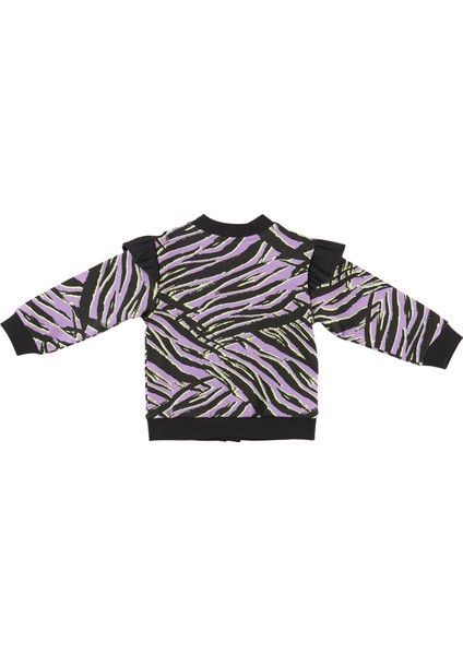 Kız Bebek Zebra Desenli Fermuarlı Sweatshirt