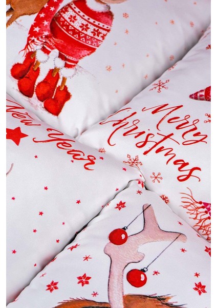 Kırmızı Yılbaşı Geyik Desenli Dijital Baskılı 4'lü Kırlent Kılıfı Seti 4KMBS323 fırsatları