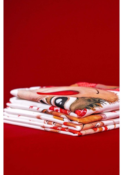 Kırmızı Yılbaşı Geyik Desenli Dijital Baskılı 4'lü Kırlent Kılıfı Seti 4KMBS323 indirimleri