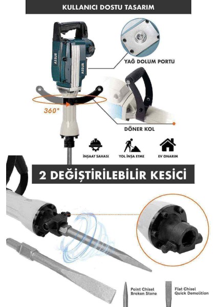 Büyük Tip Kırıcı Delici Hilti Kavrama Kollu 16 kg  3 Metre Kablolu 65MM