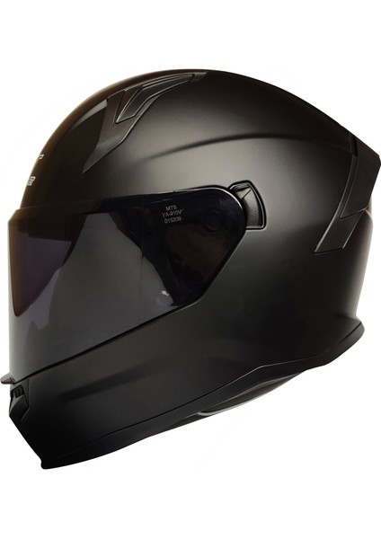 M-910 Mat Siyah Güneş Vizörlü Kask (Siyah Camlı)