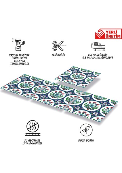 Kendinden Yapışkanlı Metraj Çini Desenli Pvc Karo 30X30 cm (11 Adet) 1m2