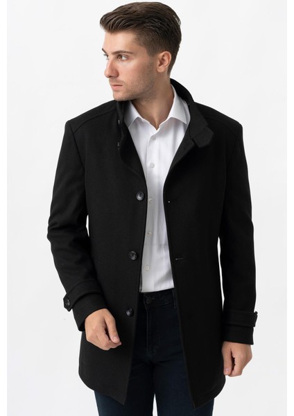 Grosseto 5061 Slim Fit Dik Yakalı Patlı Pamuklu Kaban Siyah fiyatları