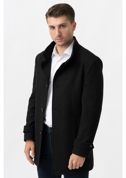 Grosseto 5061 Slim Fit Dik Yakalı Patlı Pamuklu Kaban Siyah modelleri