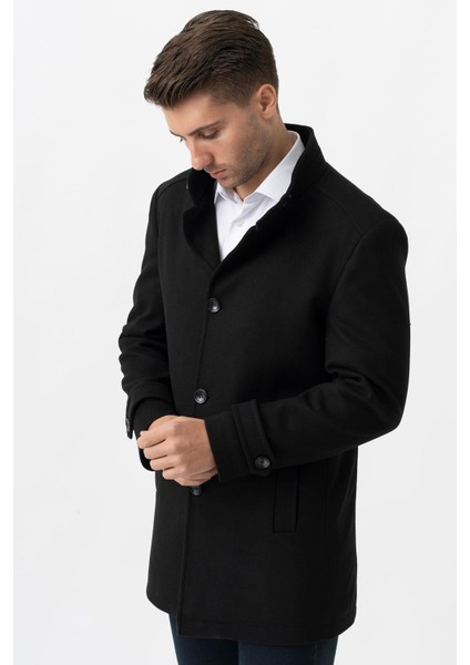 Grosseto 5061 Slim Fit Dik Yakalı Patlı Pamuklu Kaban Siyah fırsatları