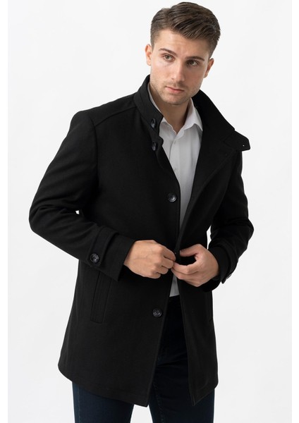 Grosseto 5061 Slim Fit Dik Yakalı Patlı Pamuklu Kaban Siyah indirimleri
