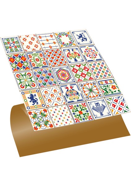 Kendinden Yapışkanlı Modern Karo Desenli Pvc Karo 30X30 cm (11 Adet) 1m2