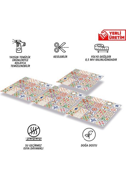Kendinden Yapışkanlı Modern Karo Desenli Pvc Karo 30X30 cm (11 Adet) 1m2