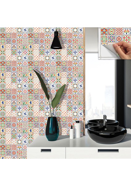 Kendinden Yapışkanlı Modern Karo Desenli Pvc Karo 30X30 cm (11 Adet) 1m2