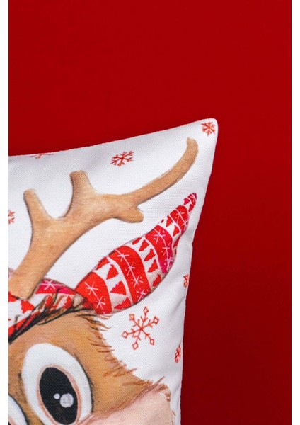 Kırmızı Geyik Yılbaşı Temalı Dijital Baskılı Kırlent Kılıfı -CGH1360 modelleri