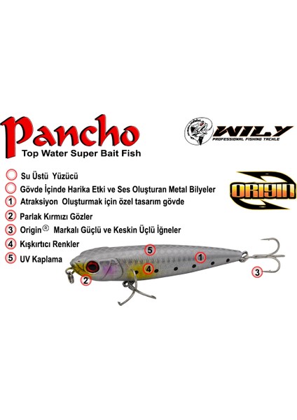 Su Üstü Maket Balık Wily Pancho 10 cm 14.5 gr Renk:35