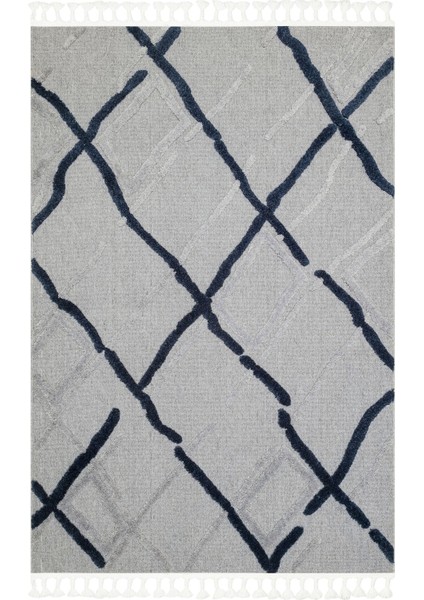 Mgarr Gri Geometrik Polyester Makine Halısı